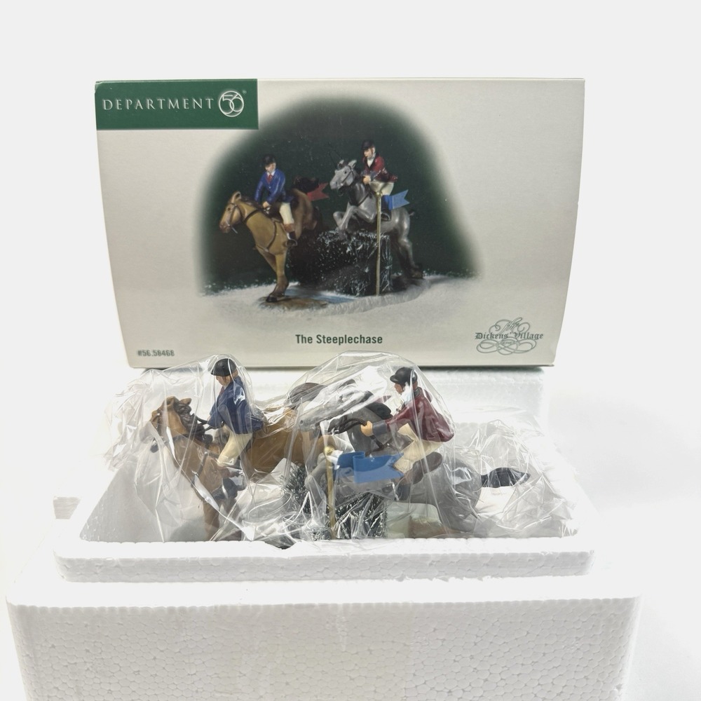 Department 56 The Steeplechase Dickens Village Horse Race 58468 Retired